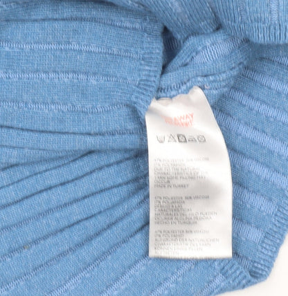 Urban Outfitters Women’s Blue Ribbed High Neck Slim Pullover Jumper M