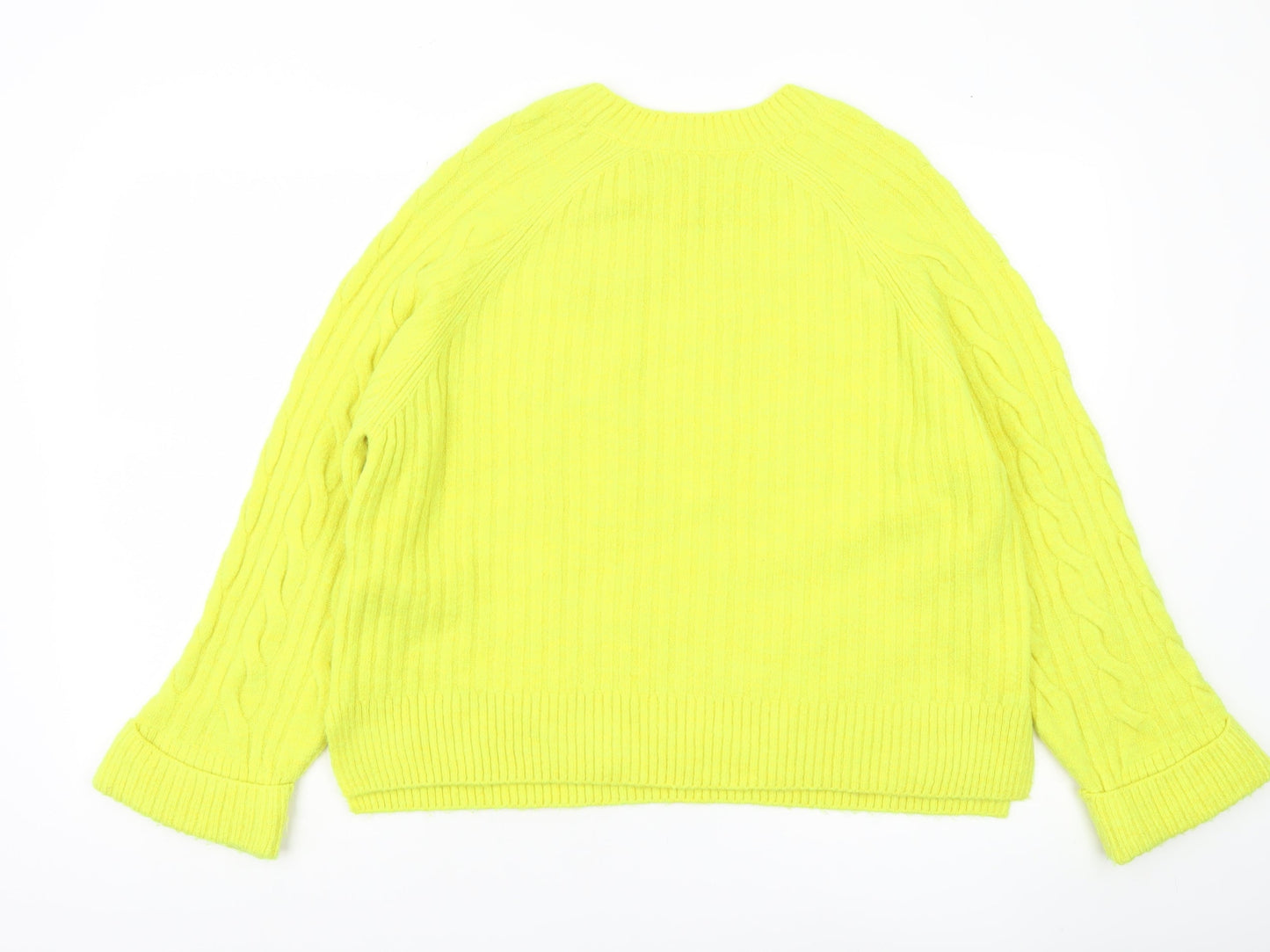 Next Womens Yellow Cable Knit Button Pullover Jumper Size M