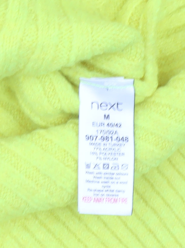 Next Womens Yellow Cable Knit Button Pullover Jumper Size M