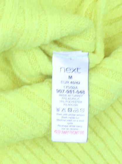 Next Womens Yellow Cable Knit Button Pullover Jumper Size M
