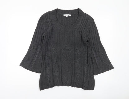 Klass Collection Women's Grey Cable-Knit Cotton Jumper Size S