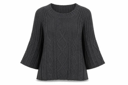 Klass Collection Women's Grey Cable-Knit Cotton Jumper Size S