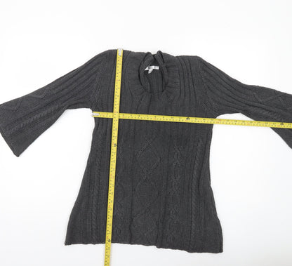 Klass Collection Women's Grey Cable-Knit Cotton Jumper Size S