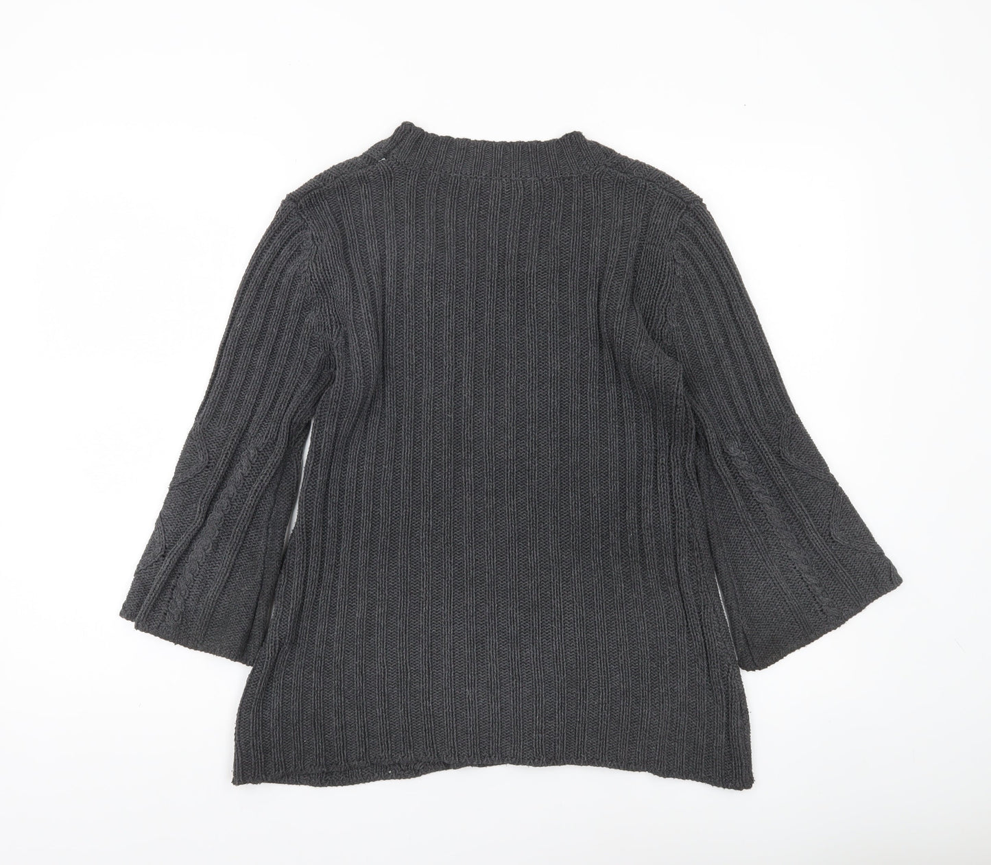 Klass Collection Women's Grey Cable-Knit Cotton Jumper Size S