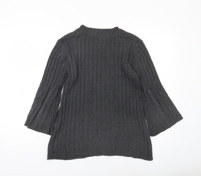 Klass Collection Women's Grey Cable-Knit Cotton Jumper Size S