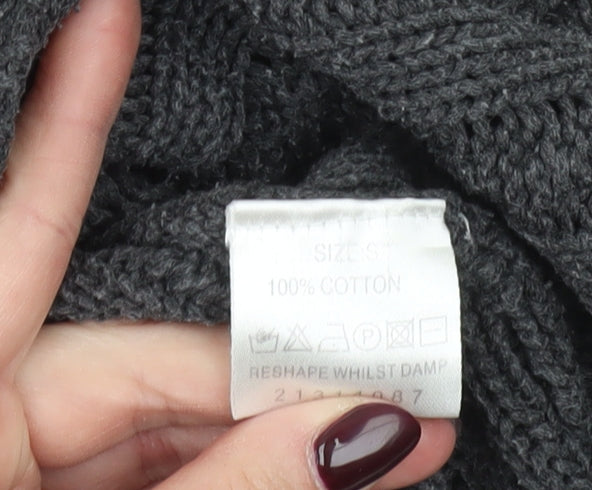 Klass Collection Women's Grey Cable-Knit Cotton Jumper Size S