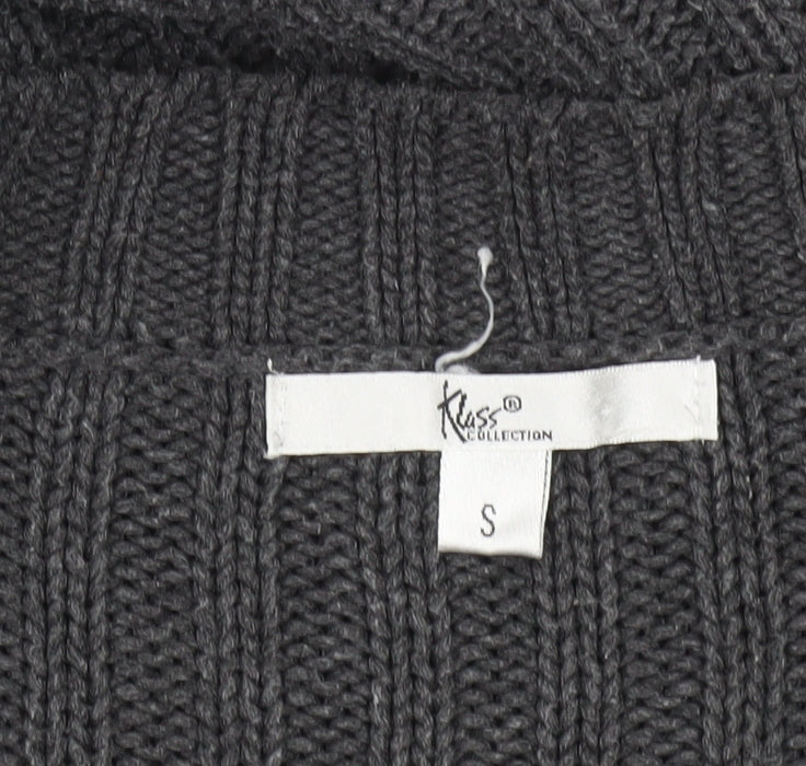 Klass Collection Women's Grey Cable-Knit Cotton Jumper Size S