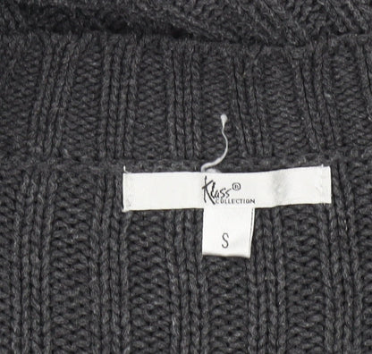 Klass Collection Women's Grey Cable-Knit Cotton Jumper Size S