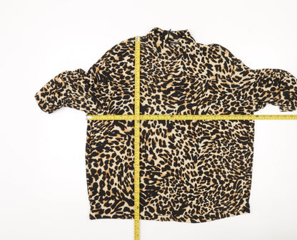 Zara Woman Leopard Print Blouse Women’s Size 8 High Neck Tunic