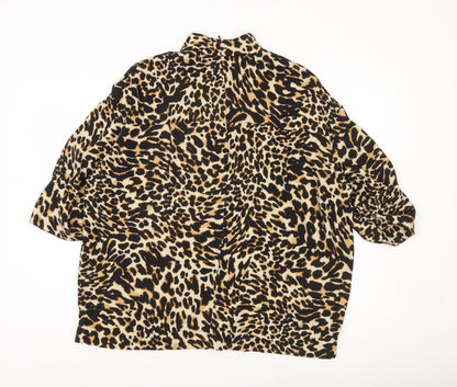 Zara Woman Leopard Print Blouse Women’s Size 8 High Neck Tunic