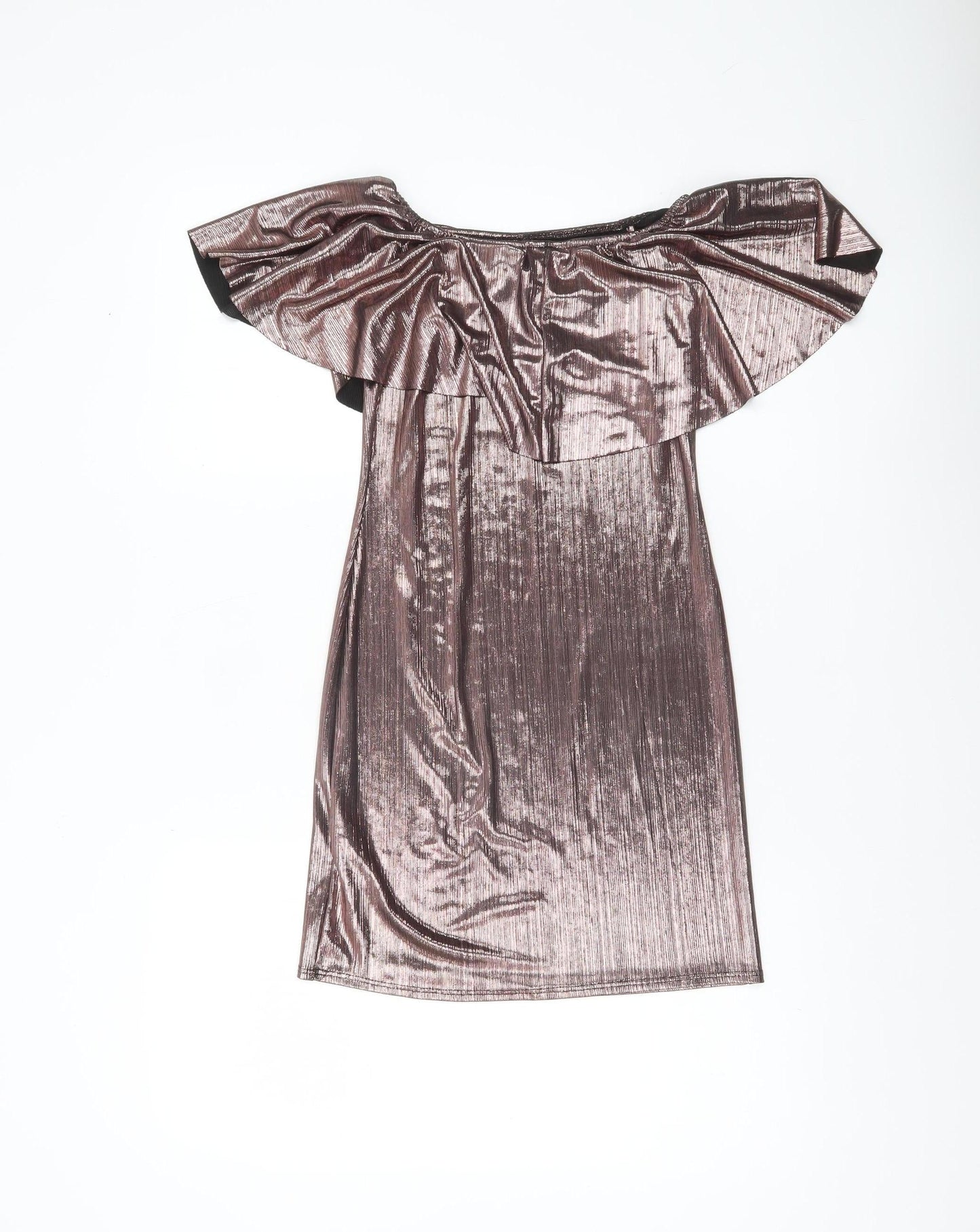 New Look Women’s Pink Metallic Off Shoulder Bodycon Dress Size 6