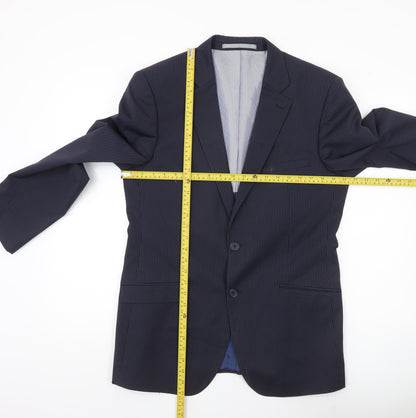 Marks and Spencer Men’s Blue Pinstripe Wool Blend Blazer Jacket 40 Chest