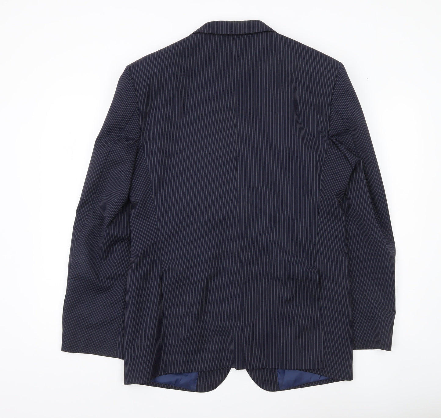Marks and Spencer Men’s Blue Pinstripe Wool Blend Blazer Jacket 40 Chest