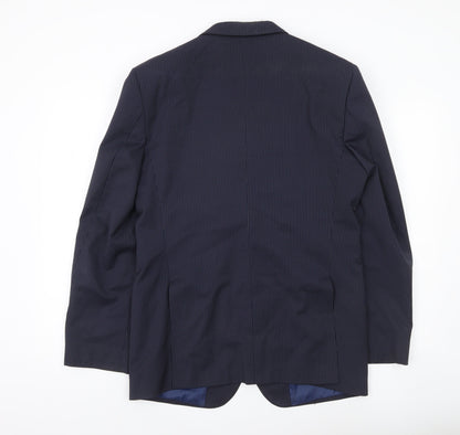 Marks and Spencer Men’s Blue Pinstripe Wool Blend Blazer Jacket 40 Chest