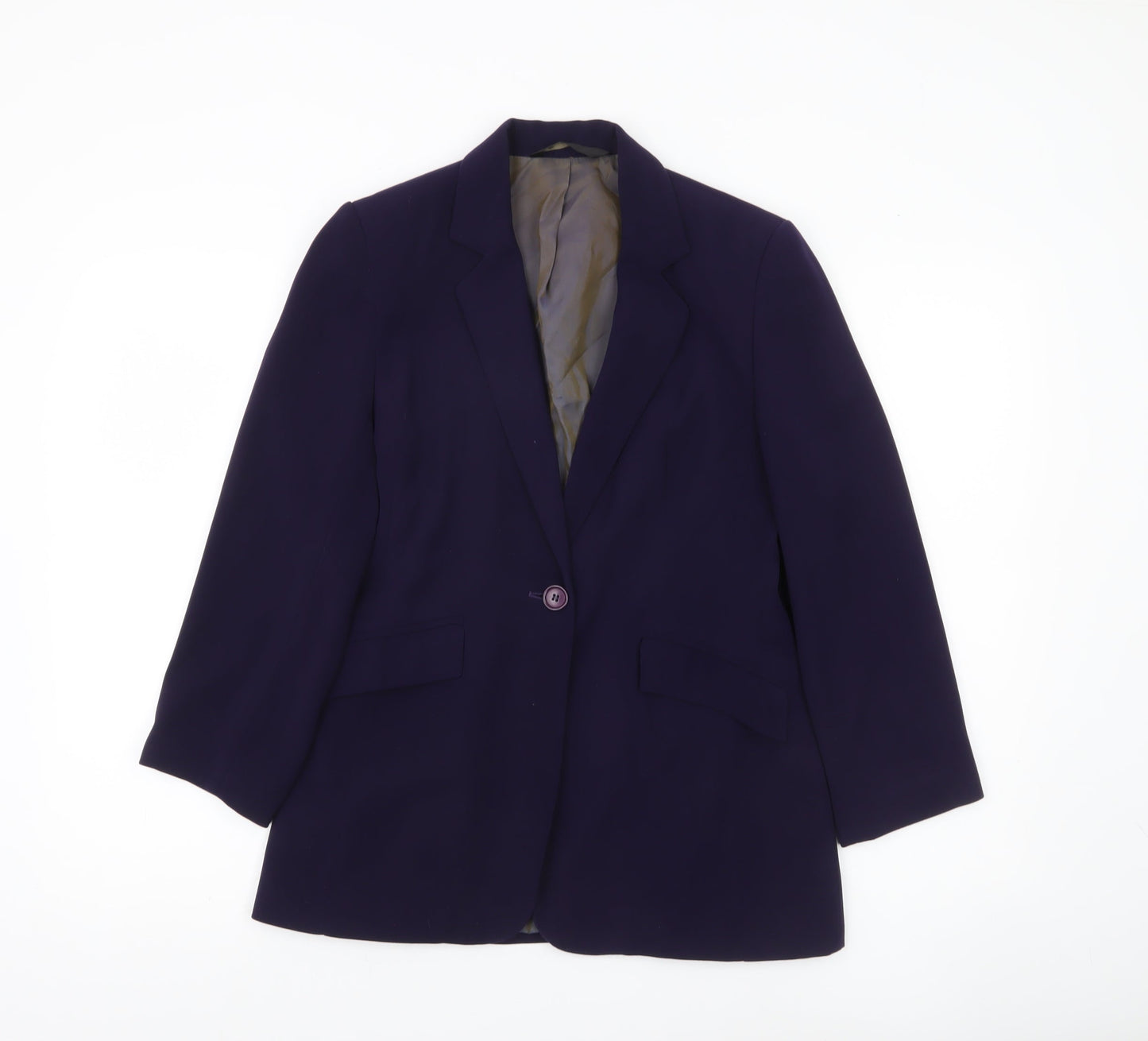 BHS Women Purple Blazer Size 8 Regular Fit One Button Work Jacket