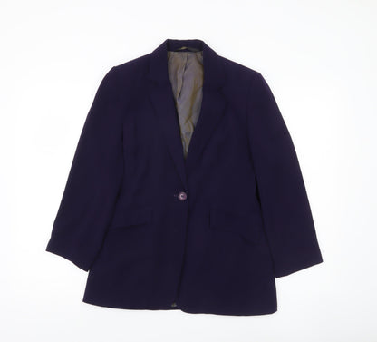 BHS Women Purple Blazer Size 8 Regular Fit One Button Work Jacket