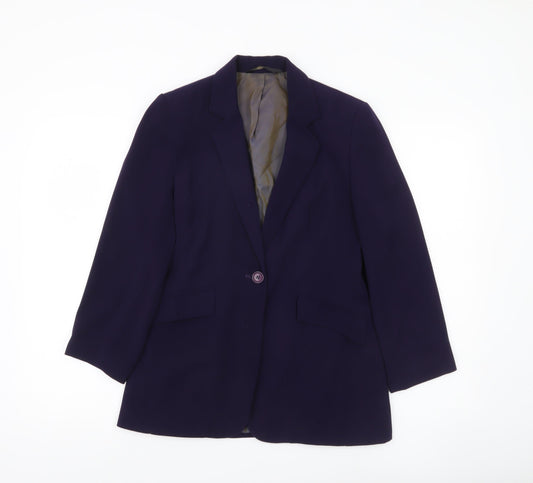 BHS Women Purple Blazer Size 8 Regular Fit One Button Work Jacket