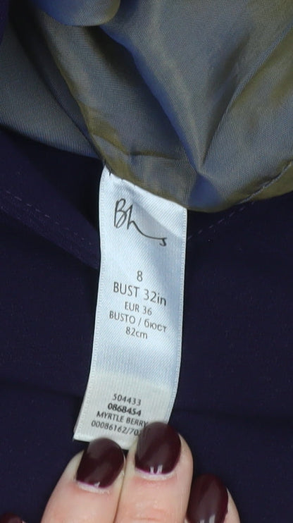 BHS Women Purple Blazer Size 8 Regular Fit One Button Work Jacket