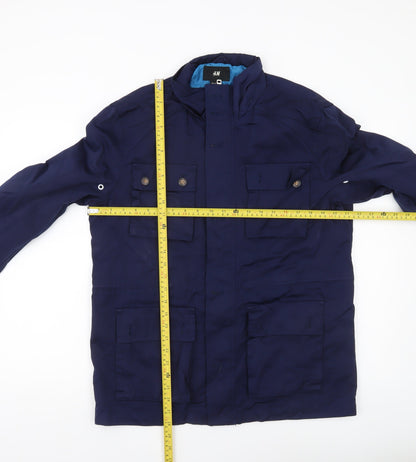 H&M Men’s Blue Military Jacket Size 38 Cotton Blend Mid-Length