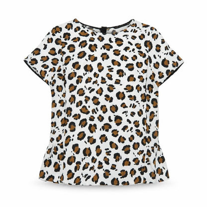 Zara Basic Womens Leopard Print Blouse Top Size 12 Short Sleeve
