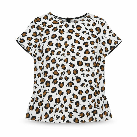 Zara Basic Womens Leopard Print Blouse Top Size 12 Short Sleeve