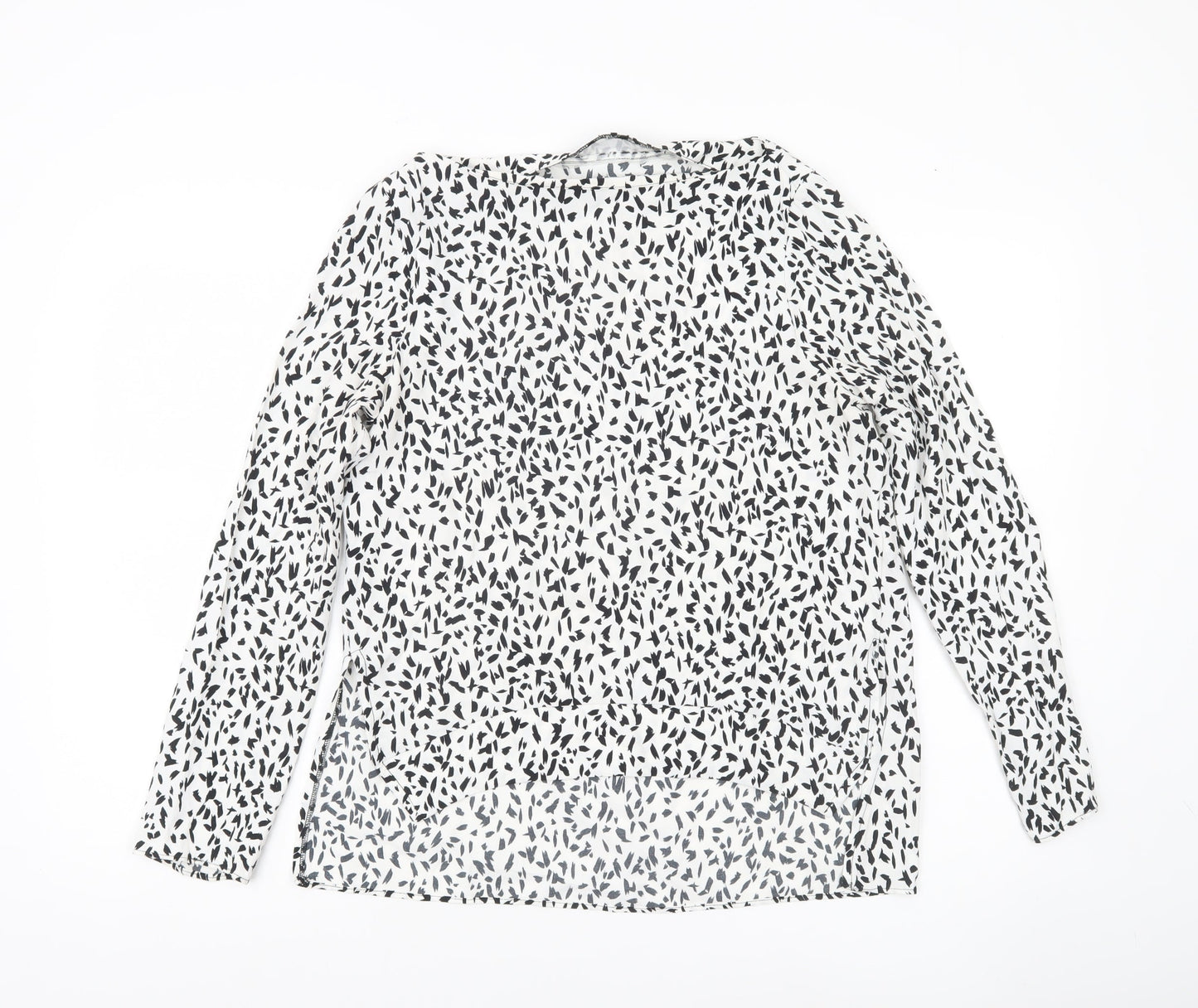 Zara Women White Animal Print Long Sleeve Blouse Size 8