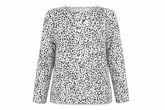 Zara Women White Animal Print Long Sleeve Blouse Size 8