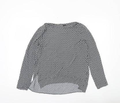 Zara Woman Black Geometric Print Blouse Women Size 12 Long Sleeve