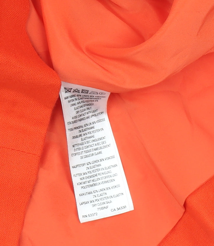French Connection Women’s Orange Linen Blend Cropped Blazer UK 8