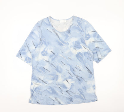 Marc Cain Womens Blue Abstract Print Viscose T-Shirt Size 12