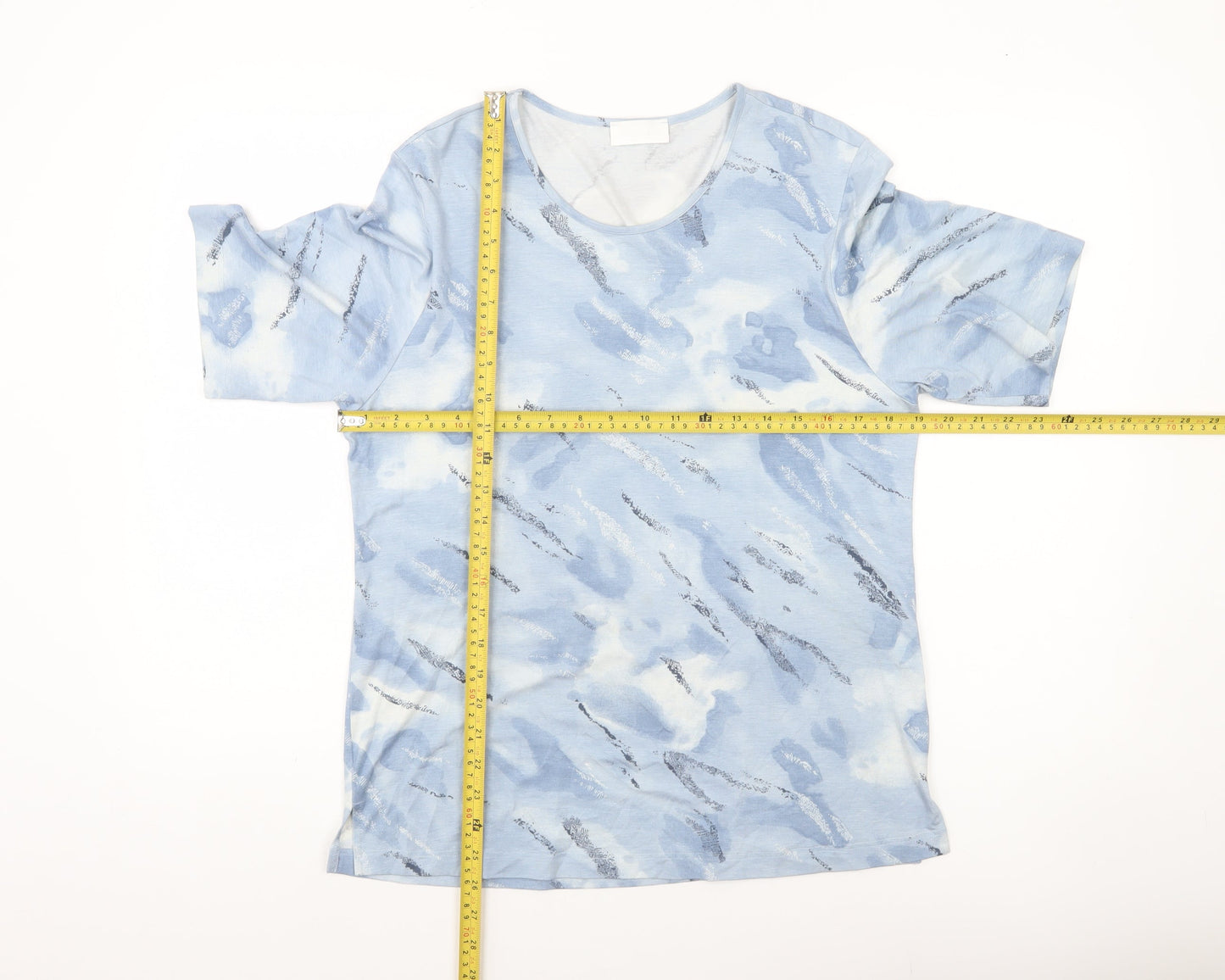Marc Cain Womens Blue Abstract Print Viscose T-Shirt Size 12