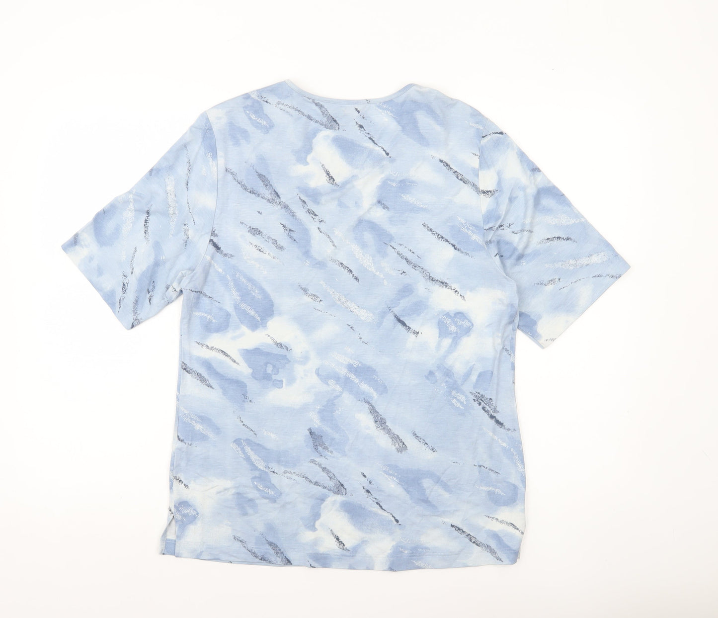 Marc Cain Womens Blue Abstract Print Viscose T-Shirt Size 12