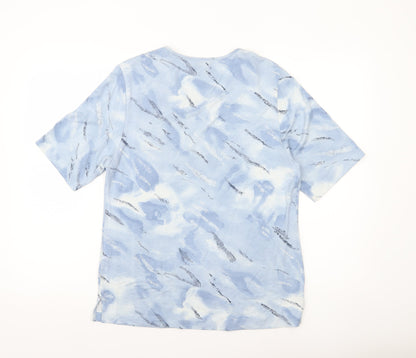 Marc Cain Womens Blue Abstract Print Viscose T-Shirt Size 12