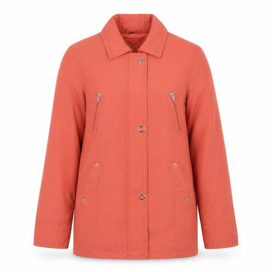 Eliza Gray Women’s Red Mid-Length Jacket Size 12 Casual Zip Button