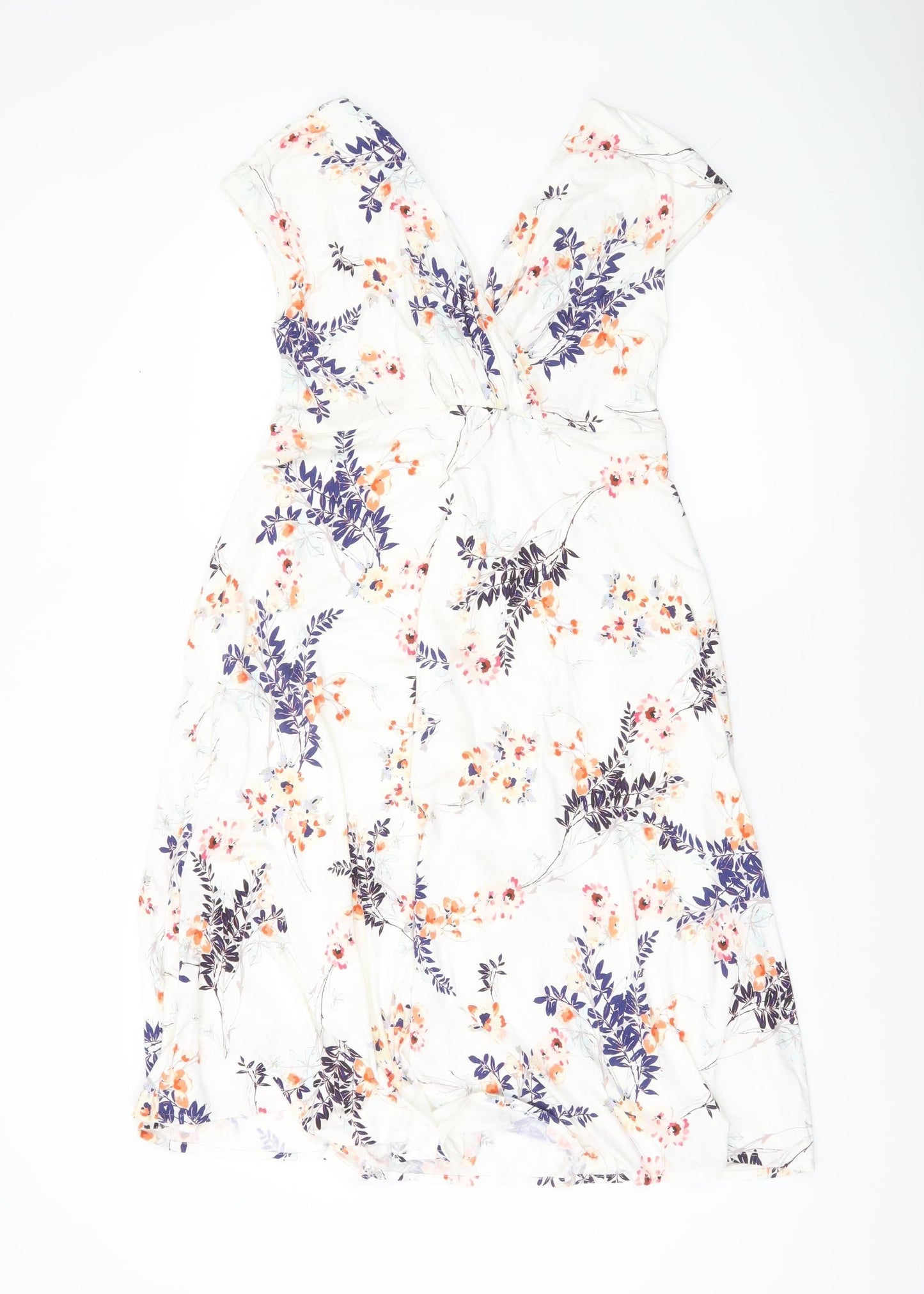 Tiffany Rose Women’s White Floral A-Line Dress Size 10 V-Neck