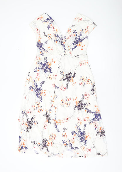 Tiffany Rose Women’s White Floral A-Line Dress Size 10 V-Neck