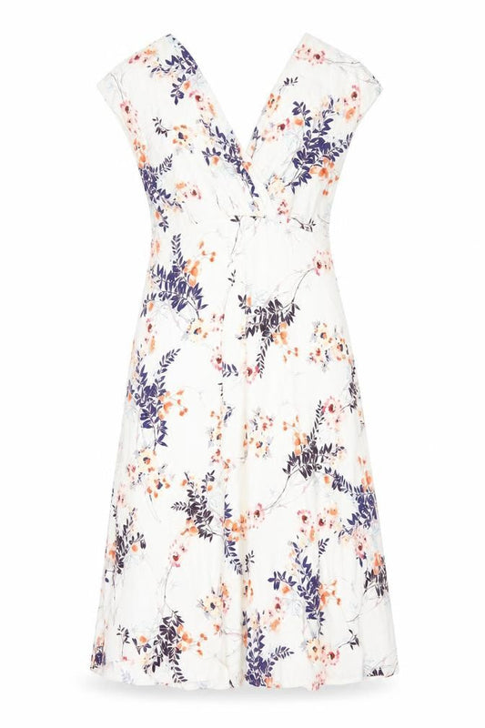 Tiffany Rose Women’s White Floral A-Line Dress Size 10 V-Neck