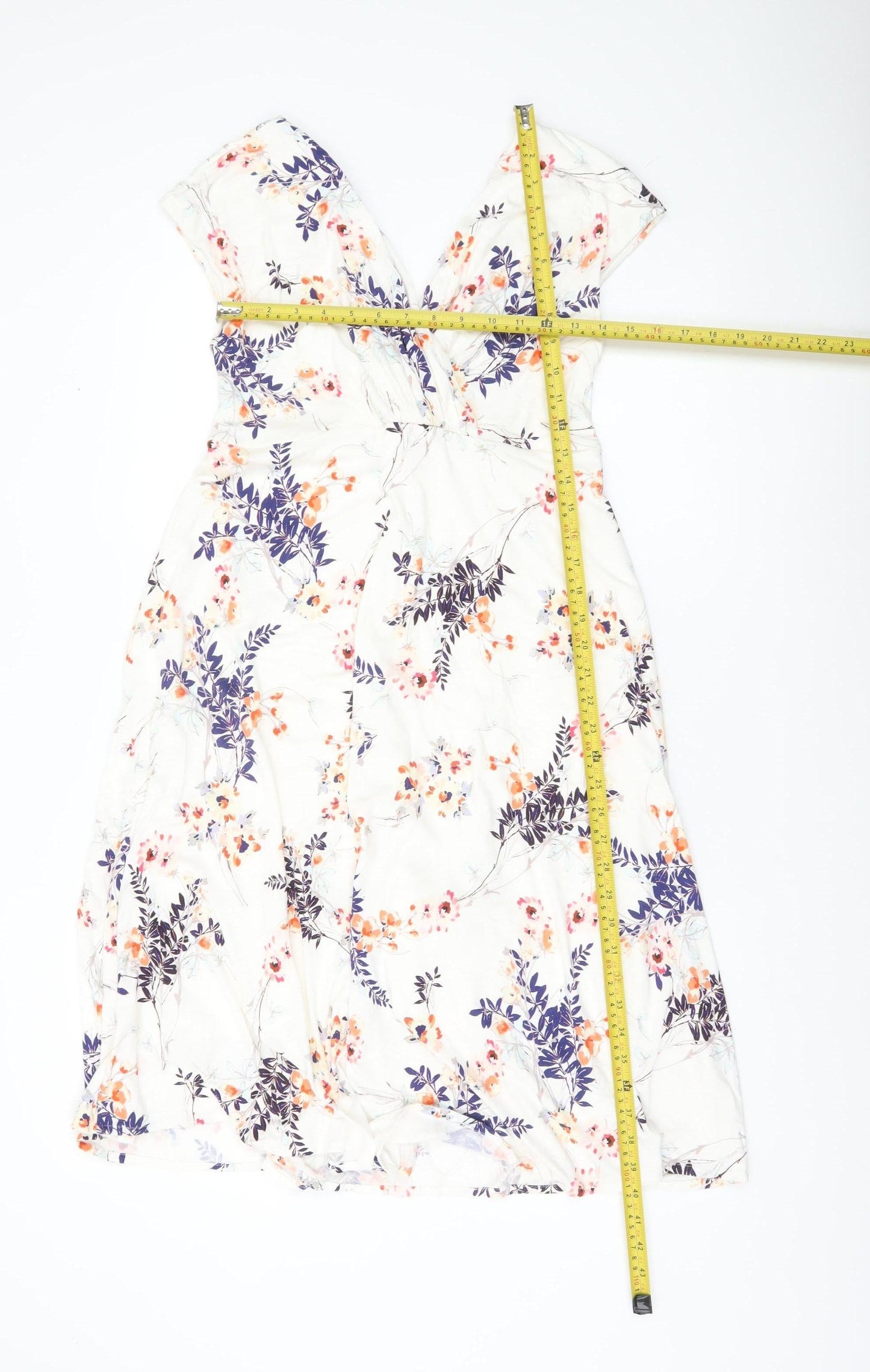 Tiffany Rose Women’s White Floral A-Line Dress Size 10 V-Neck