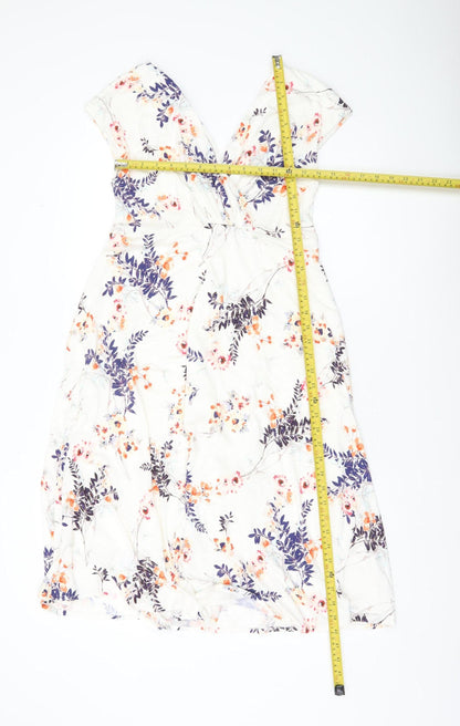 Tiffany Rose Women’s White Floral A-Line Dress Size 10 V-Neck