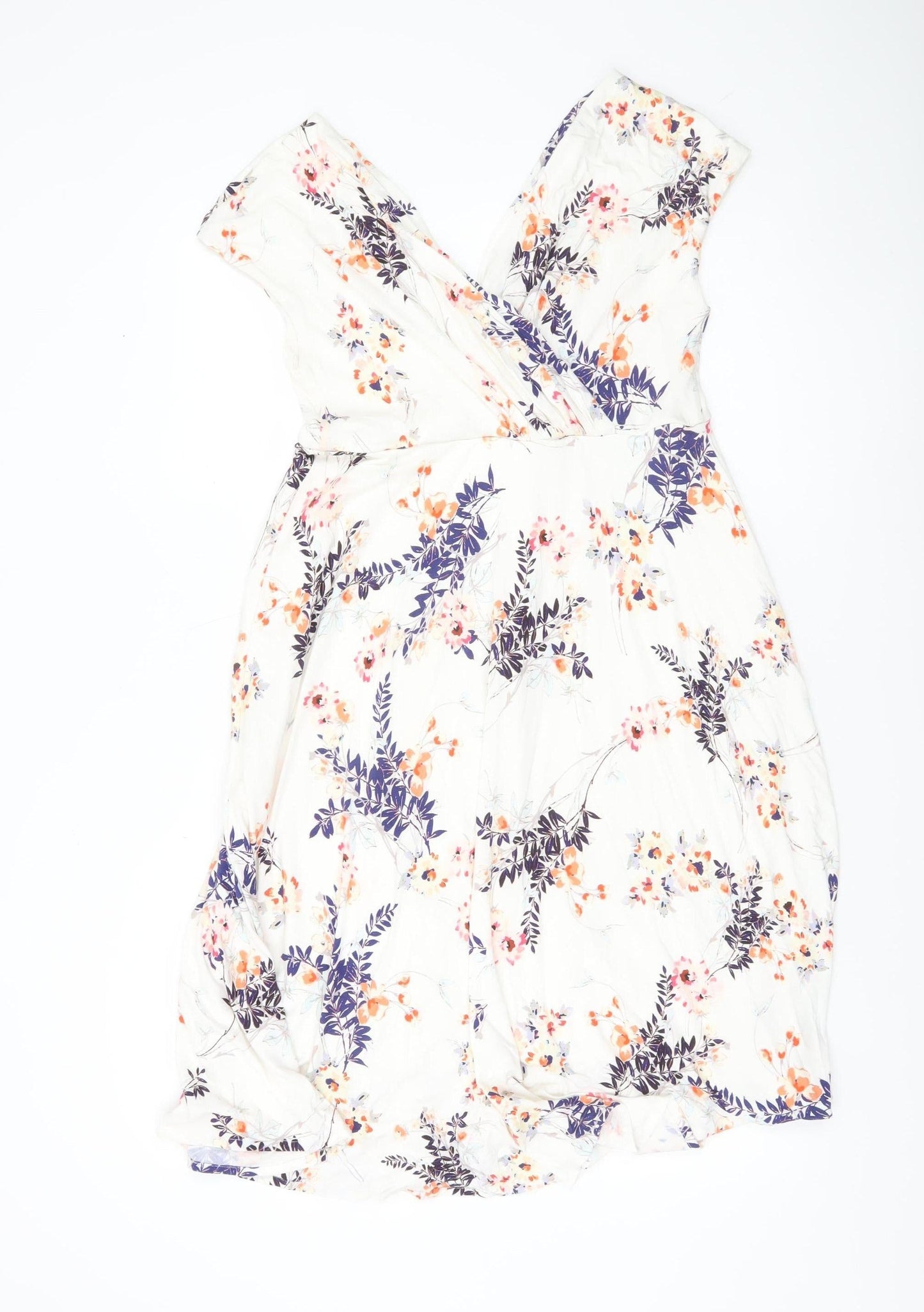 Tiffany Rose Women’s White Floral A-Line Dress Size 10 V-Neck