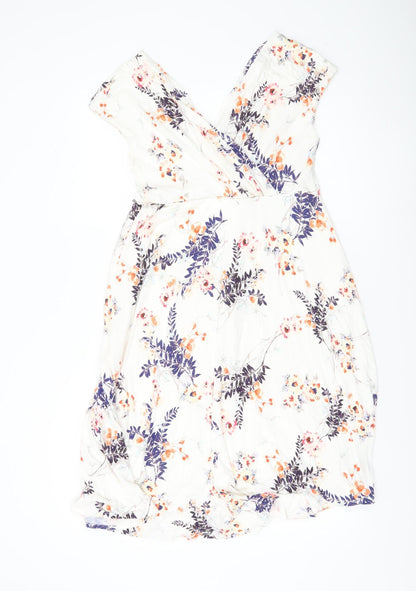 Tiffany Rose Women’s White Floral A-Line Dress Size 10 V-Neck