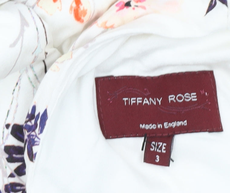Tiffany Rose Women’s White Floral A-Line Dress Size 10 V-Neck