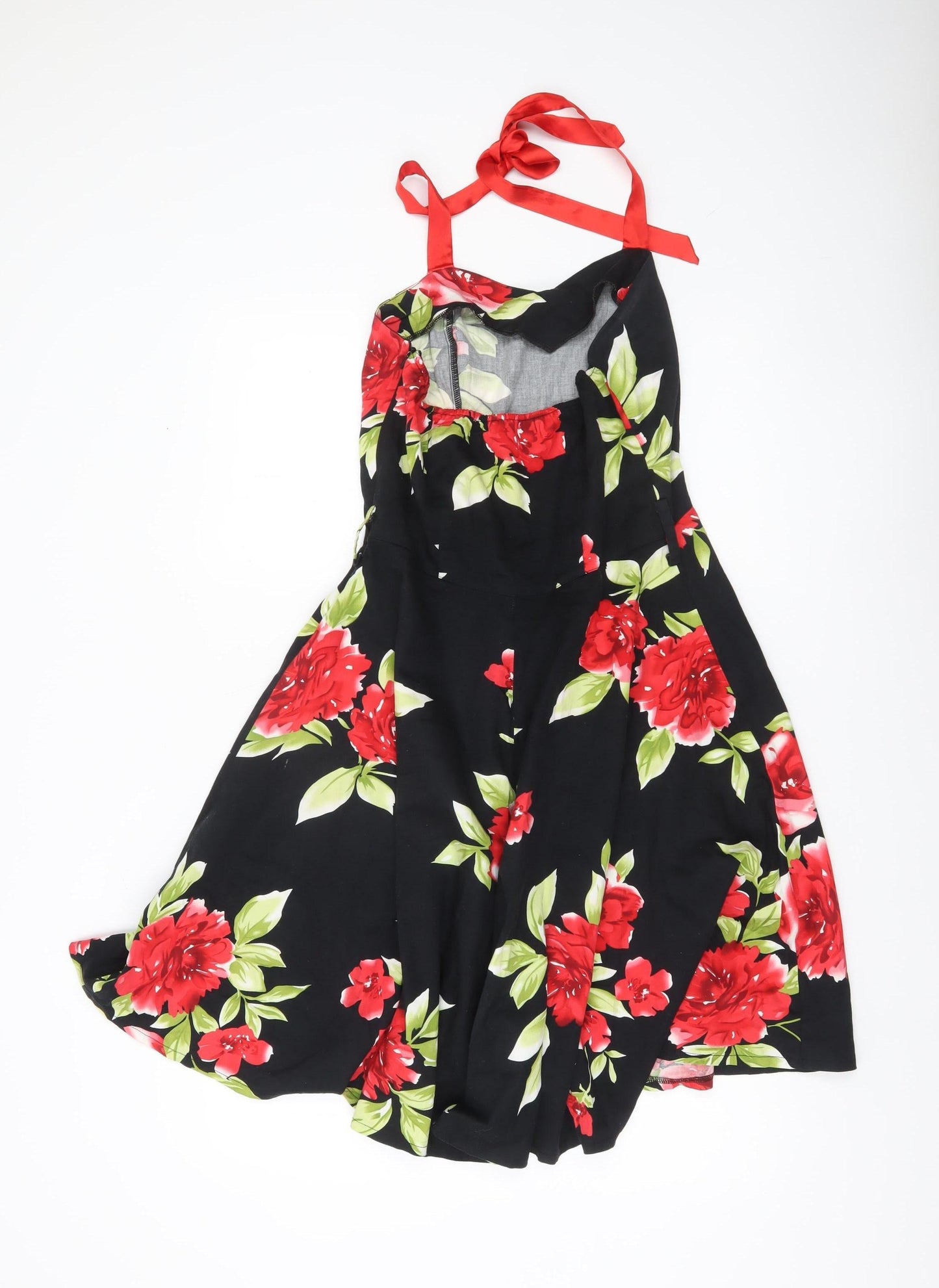 Northern Gossip Women’s Black Floral A-Line Dress S Sleeveless Cocktail