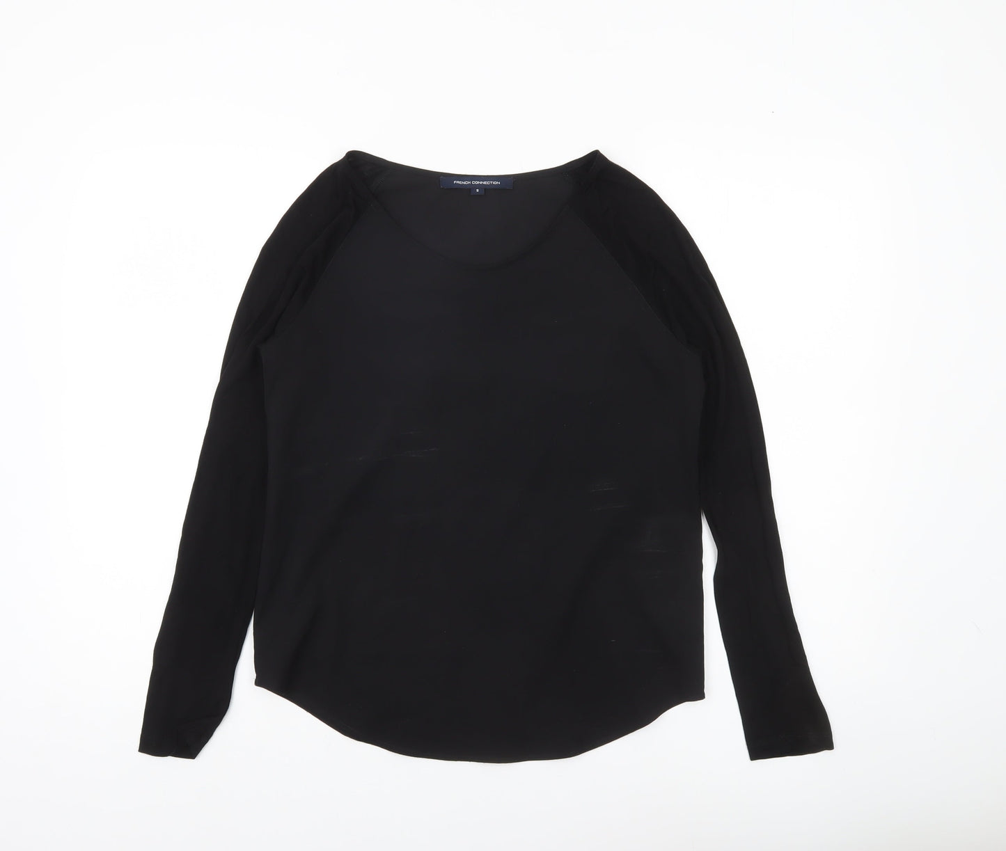 French Connection Women’s Black Blouse Size S Long Sleeve Scoop Neck