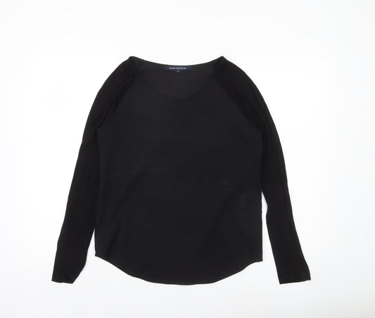 French Connection Women’s Black Blouse Size S Long Sleeve Scoop Neck