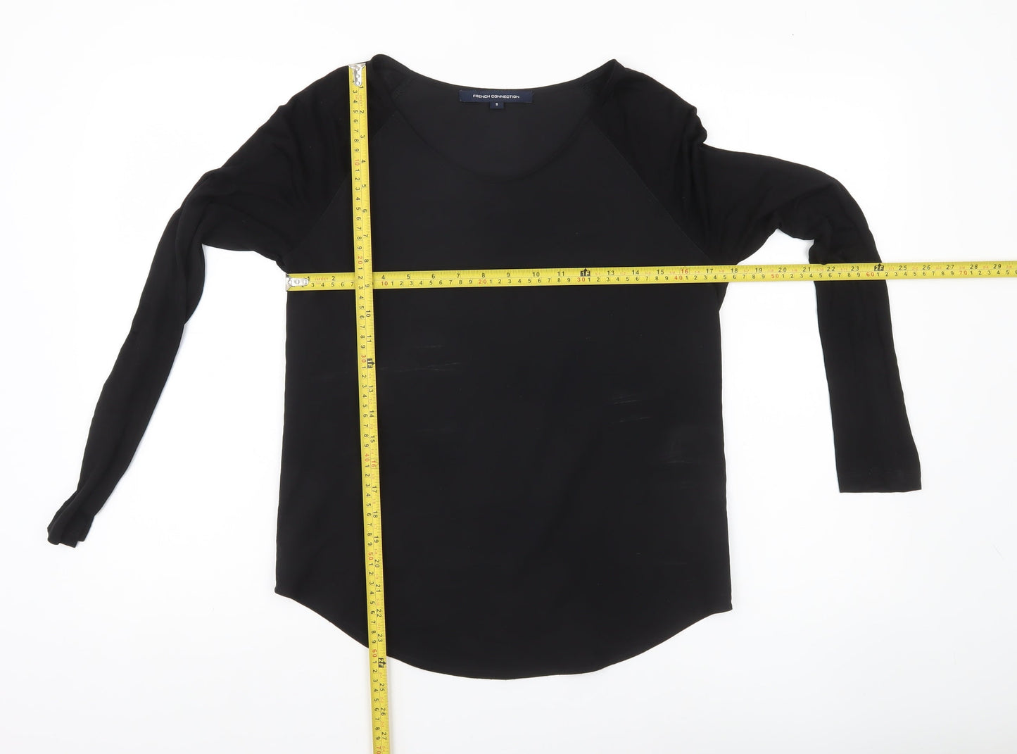 French Connection Women’s Black Blouse Size S Long Sleeve Scoop Neck