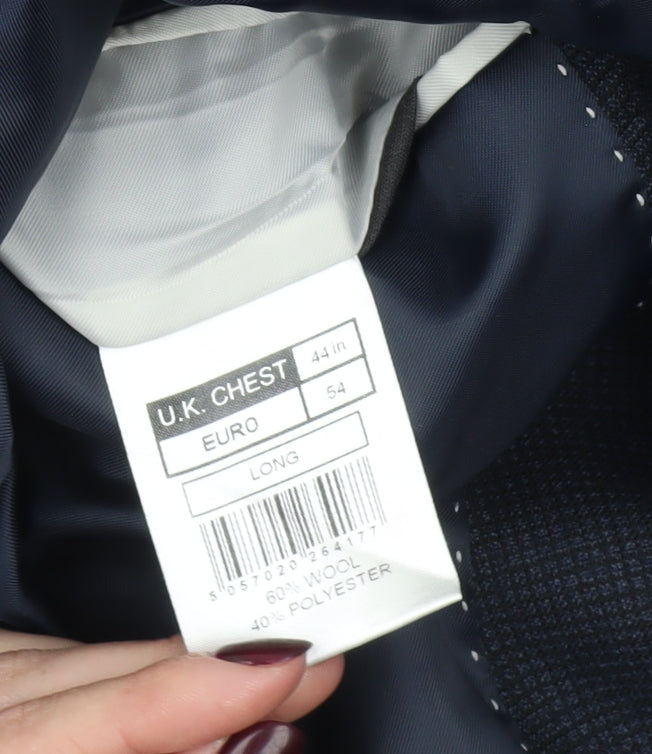 Hammond & Co Men’s Blue Wool Blend Blazer Jacket 44 Long Classic Fit