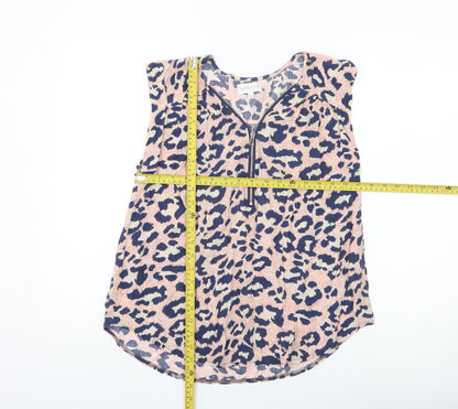 Apricot Women’s Multicoloured Leopard Print Zip Blouse Size 8