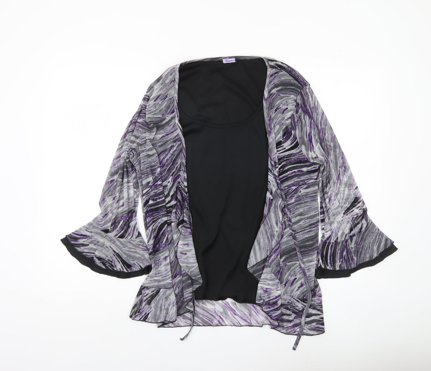 Editions Womens Multicoloured Abstract Wrap Blouse Size 20 Flared Sleeve