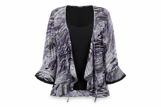 Editions Womens Multicoloured Abstract Wrap Blouse Size 20 Flared Sleeve